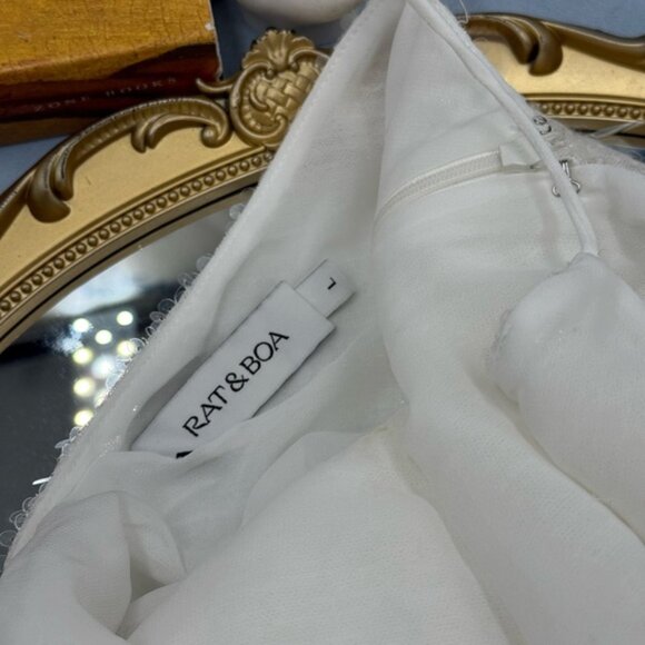 🆕 RAT & BOA 🧿 NWOT Evangeline Ivory Glistening Paillettes & Sequins Dress Sz L - Picture 13 of 16